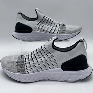 Men's Nike Phantom Run Flyknit 2 Slip-On Athletic Sneakers - White/Black